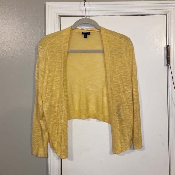 Torrid size 1 1x bright yellow cropped cardigan - Picture 1 of 4